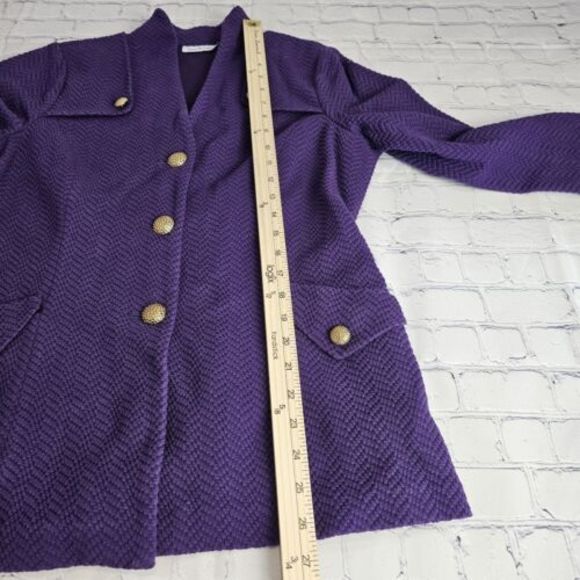Joan Rivers‎ Women's Size Small Purple Pea Coat Long Sleeve Lined Gold Buttons - Picture 12 of 13